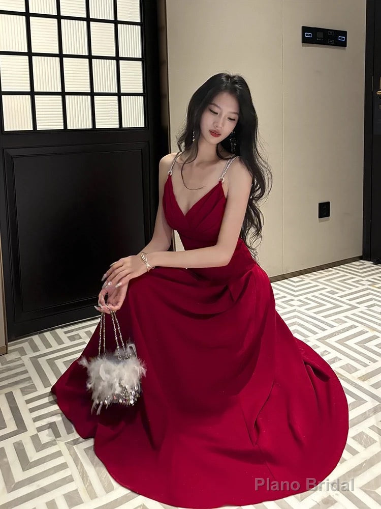 Pretty A Line Spaghetti Straps Red Knee Length Prom Dresses Evening Gowns Birthday Dress