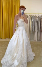 Pretty A Line Spaghetti Straps Stain Lace Long Formal Prom Dresses Formal Dresses
