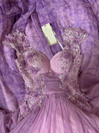 Pretty A Line Sweetheart Neckline Long Tulle Lilac Party Dresses Formal Prom Dresses