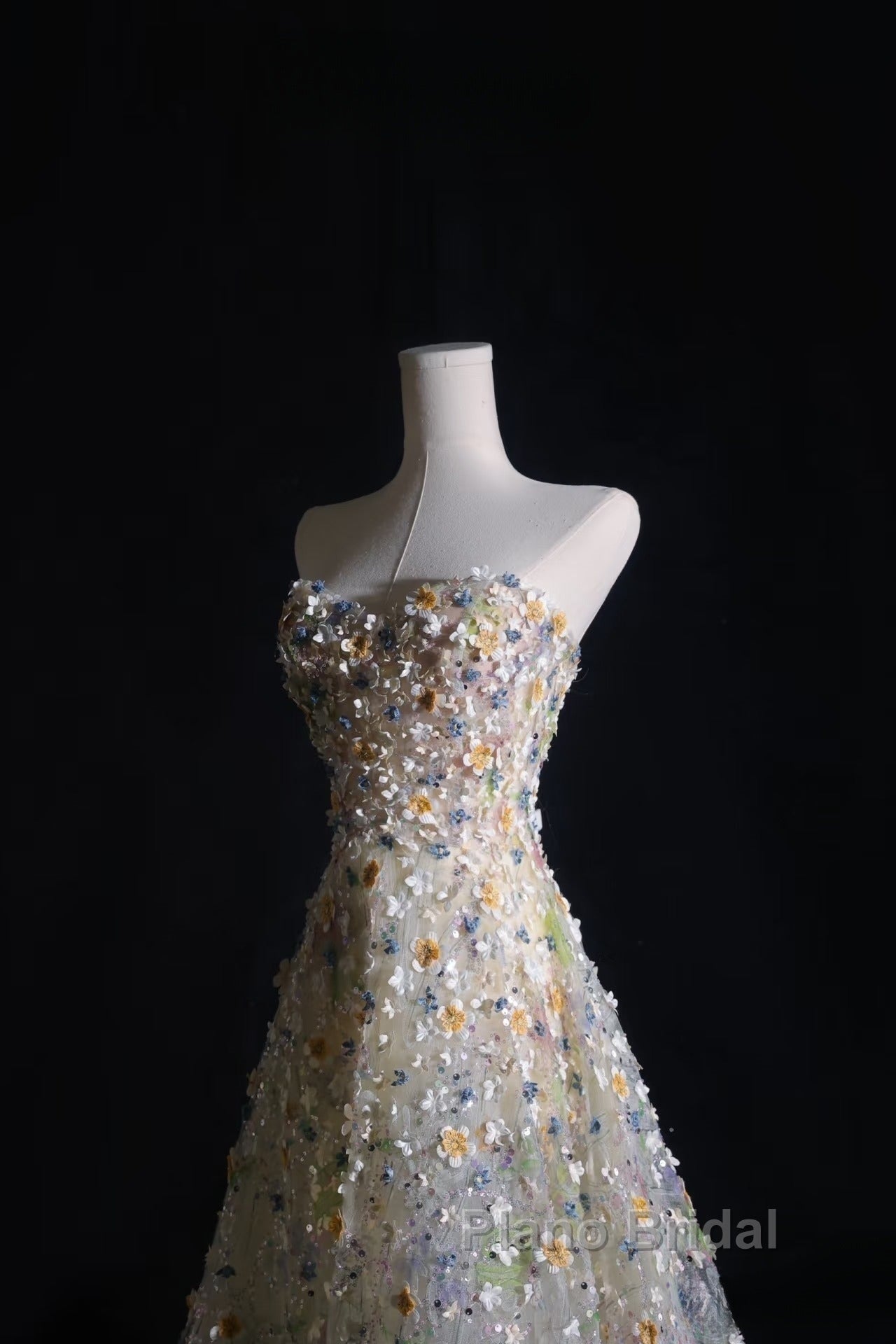 Pretty A Line Sweetheart Tulle Floral Long Formal Prom Dresses Evening Gowns