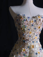 Pretty A Line Sweetheart Tulle Floral Long Formal Prom Dresses Evening Gowns