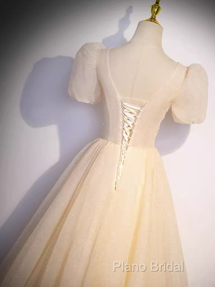 Pretty A Line V Neckline Short Sleeves Long Formal Party Dresses Formal Prom Dresses Secondary image