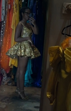 Pretty Ball Gown Spaghetti Straps Gold Lace Formal 8Th Grade Homecoming Dresses Summer Middle School Hoco Dresses Homecoming Outfits