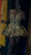 Pretty Ball Gown Spaghetti Straps Gold Lace Formal 8Th Grade Homecoming Dresses Summer Middle School Hoco Dresses Homecoming Outfits