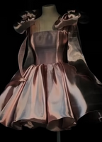 Pretty Ball Gown Spaghetti Straps Pink Satin Short Mini Formal 8Th Grade Homecoming Dresses Summer Middle School Hoco Dresses Birthday Outfits