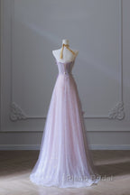 Pretty Ball Gown Sweetheart Pink Floral Tulle Long Formal Prom Dresses Evening Gowns