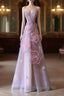 Pretty Ball Gown Sweetheart Pink Floral Tulle Long Formal Prom Dresses Evening Gowns