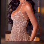 Pretty Mermaid Halter Neckline Long Sequin Champagne Party Dresses Formal Prom Dresses