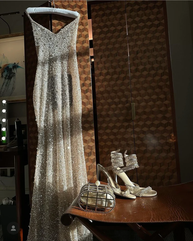 Pretty Mermaid Halter Neckline Long Sequin Champagne Party Dresses Formal Prom Dresses