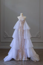 Pretty Mermaid High Neckline Sequin Beads Long Formal Prom Dresses Formal Evening Dresses