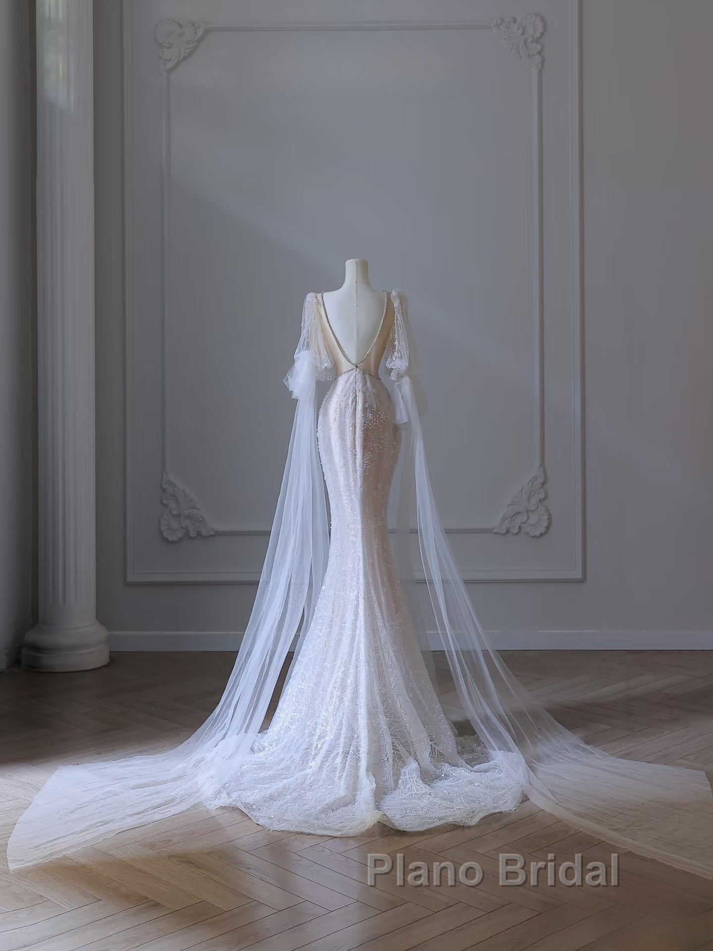 Pretty Mermaid Long Sleeves Pink Formal Prom Dresses Evening Gowns