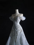Pretty Mermaid Off The Shoulder Beads Long Formal Prom Dresses Formal Evening Dresses