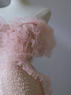 Pretty Mermaid Off The Shoulder Pink Sequin Long Formal Prom Dresses Formal Evening Gowns