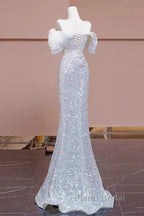 Pretty Mermaid Off The Shoulder Sequin Long Evening Party Dresses Formal Prom Dresses