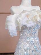 Pretty Mermaid Off The Shoulder Sequin Long Evening Party Dresses Formal Prom Dresses