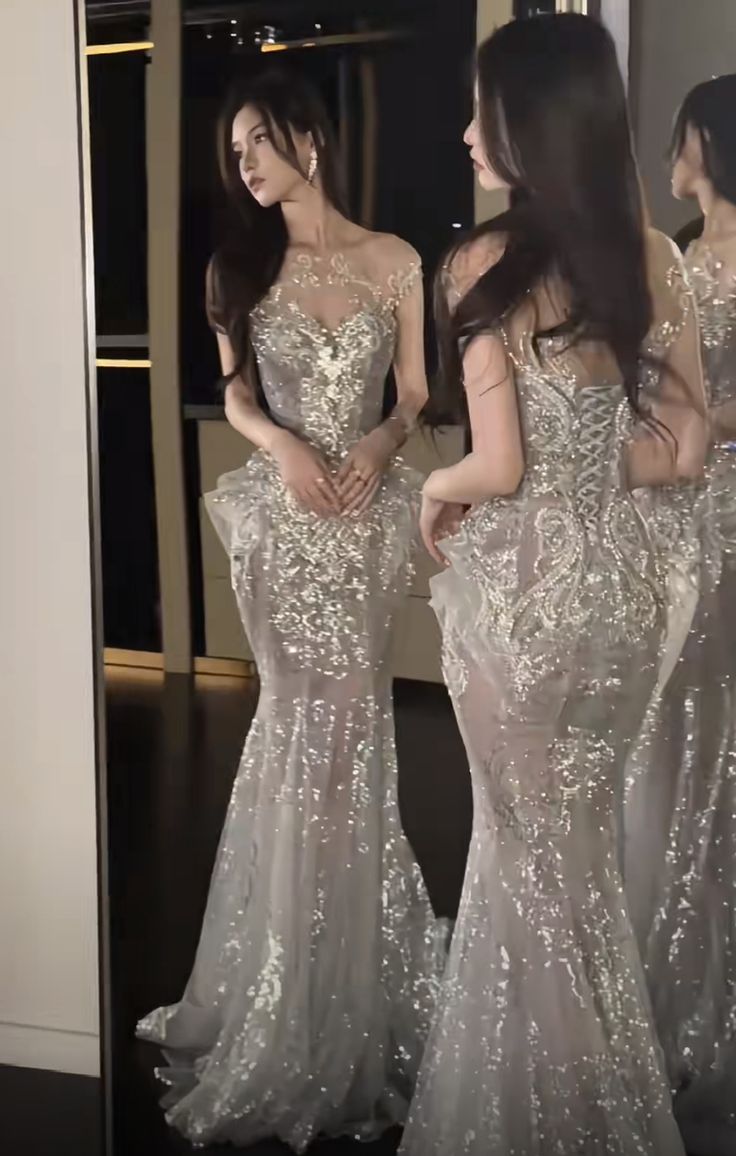 Pretty Mermaid Sequin Long Formal Prom Dresses Sequin Party Dresses Main image
