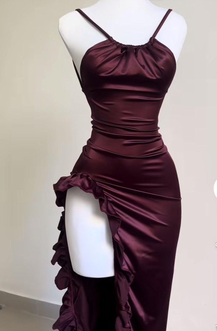 Pretty Mermaid Spaghetti Straps Burgundy Backless Formal Prom Dresses Party Dresses Secondary image