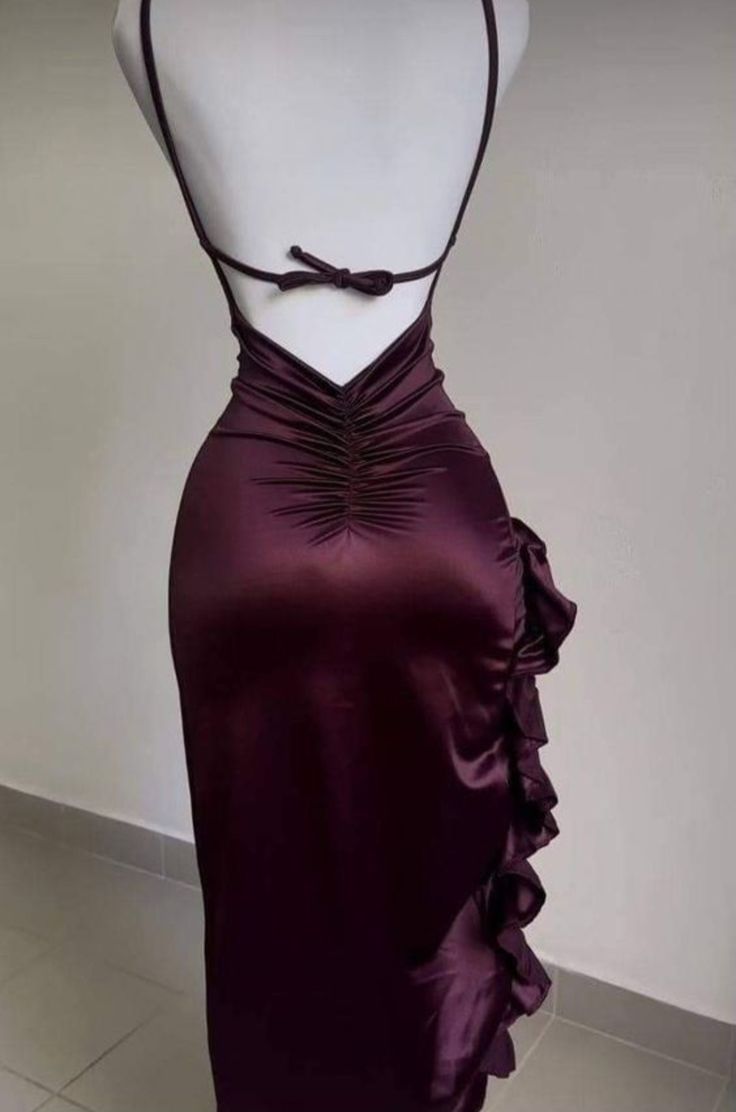Pretty Mermaid Spaghetti Straps Burgundy Backless Formal Prom Dresses Party Dresses