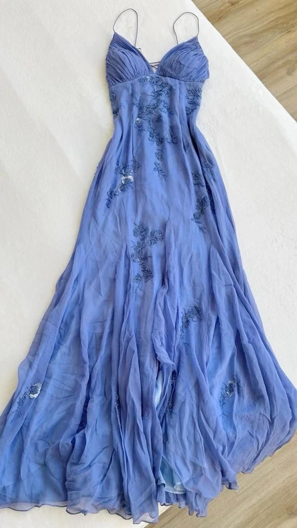 Pretty Mermaid Spaghetti Straps Lilac Long Formal Prom Dresses Party Dresses