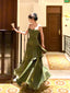 Pretty Mermaid Spaghetti Straps Olive Green Long Formal Prom Dresses Formal Evening Gowns