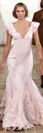 Pretty Mermaid V Neckline Long Chiffon Formal Prom Dresses Formal Evening Dresses