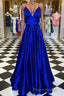 Pretty Royal Blue A-line Spaghetti Straps Formal Prom Dresses, Evening Dresses