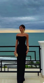 Pretty Sheath Off The Shoulder Black Long Formal Prom Dresses Party Dresses