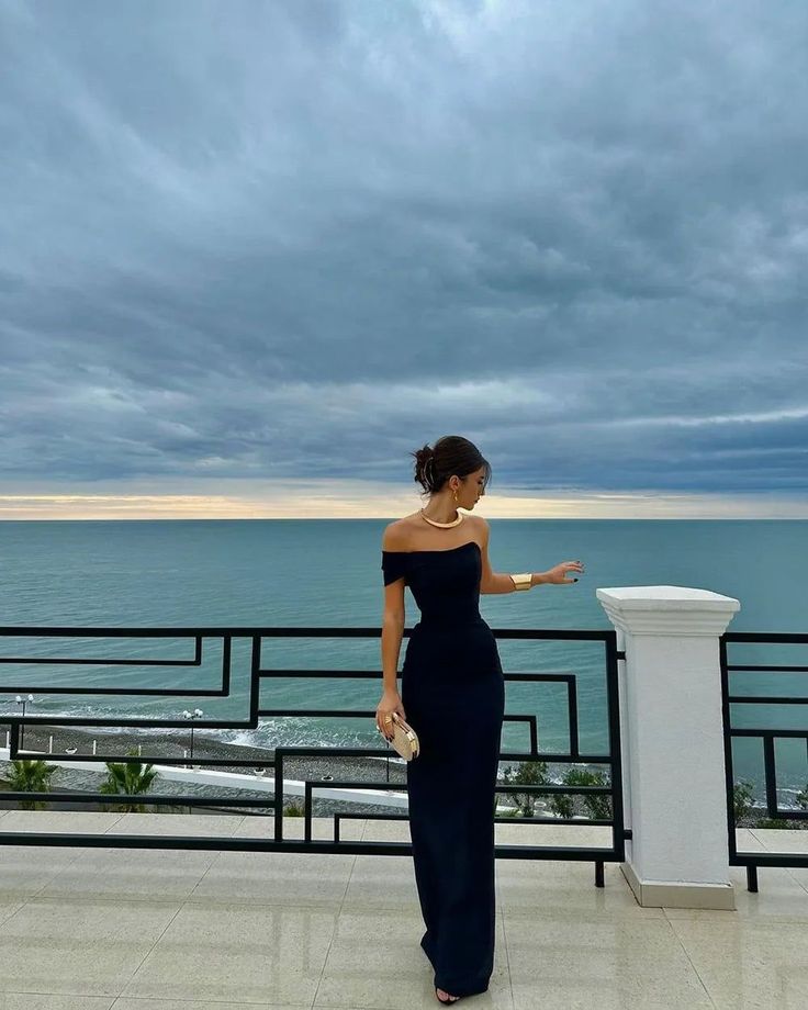Pretty Sheath Off The Shoulder Black Long Formal Prom Dresses Party Dresses Main image