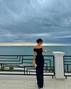 Pretty Sheath Off The Shoulder Black Long Formal Prom Dresses Party Dresses
