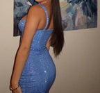 Pretty Sheath Sweetheart Blue Sequin Formal Homecoming Dresses 21St Birthday Outfits Graduation Dress Short Mini Cocktail Dresses