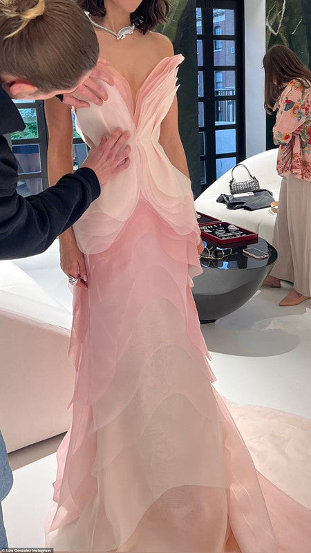Pretty Sheath Sweetheart Floral Ombre Pink Tulle Sleeveless Formal Evening Formal Prom Dresses Secondary image
