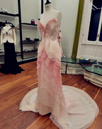 Pretty Sheath Sweetheart Floral Ombre Pink Tulle Sleeveless Formal Evening Formal Prom Dresses