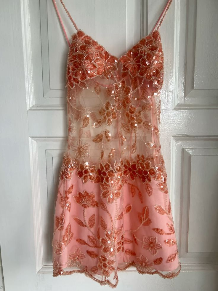 Pretty Spaghetti Straps Pink Sequin Grade Homecoming Dresses Short Birthday Outfits Cocktail Dresses Main image