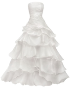 Pretty Strapless A Line Ruffle Long Formal Prom Dresses White Layered Wedding Dresses