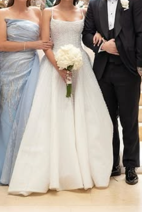 Pretty Wedding Dress Ball Gown Spaghetti Straps Sequin White Wedding Dresses Bridal Gowns
