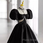 Princess Ball Gown Black Lace Long Formal Prom Dresses