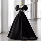 Princess Ball Gown Black Lace Long Formal Prom Dresses