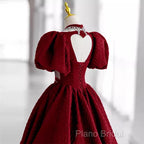 Princess Ball Gown Red Lace Long Formal Prom Dresses