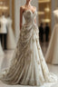 Princess Ball Gown Sweetheart Neckline Pleats White Sequin Wedding Dresses