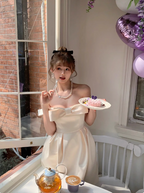 Princess Bow Satin One Shoulder Birthday Dresses Homecoming Dresses