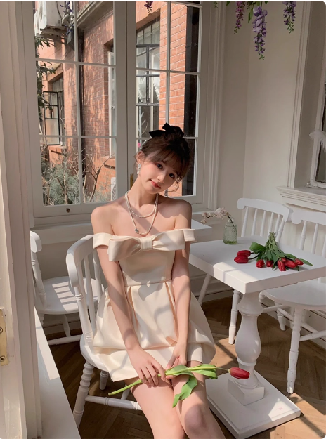 Princess Bow Satin One Shoulder Birthday Dresses Homecoming Dresses
