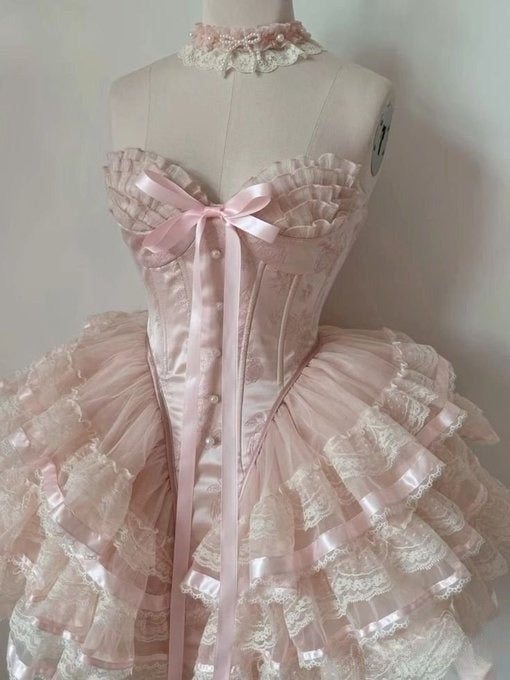Princess Heart-Shaped Collar Bow Herringbone Lace Edge Fluffy 17Th Birthday Homecoming Dresses Secondary image