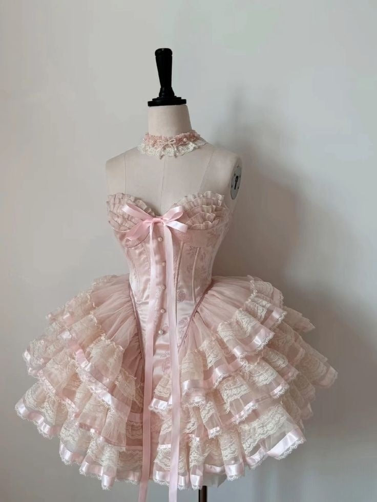 Princess Heart-Shaped Collar Bow Herringbone Lace Edge Fluffy 17Th Birthday Homecoming Dresses