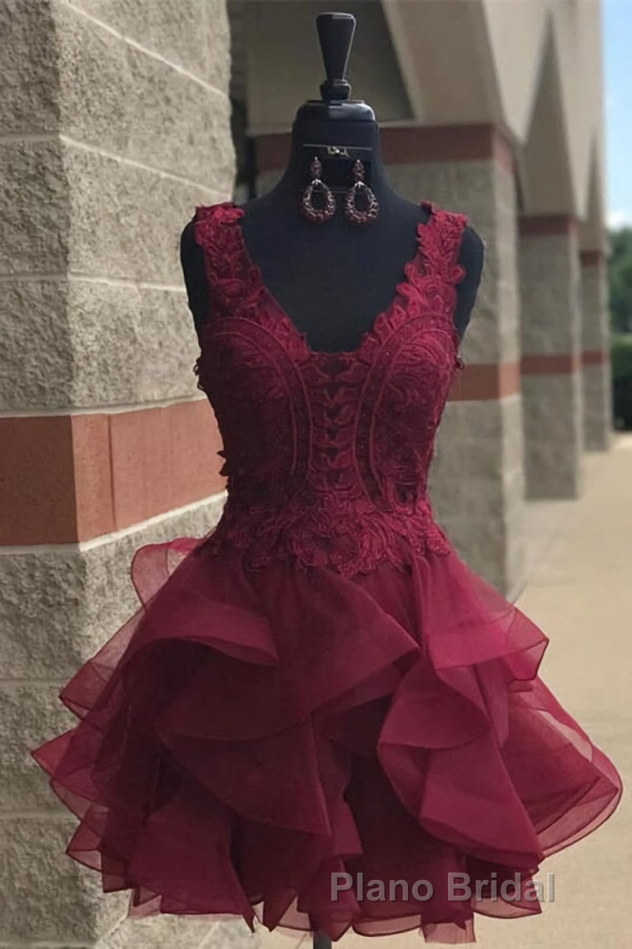 Princess Lace Appliques Dark Green Homecoming Dresses with Flounced,Short Formal Prom Dresses Secondary image