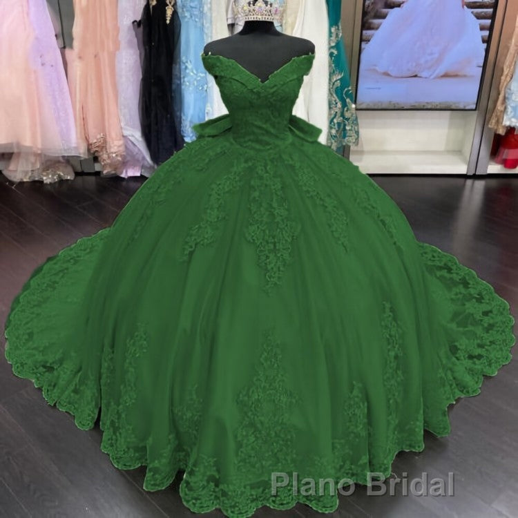 Princess Lace Off Shoulder Gold Quinceanera Dresses Applique With Bow Secondary image