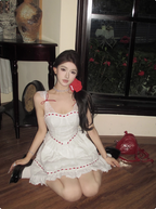 Princess Lace Stitching White Sling Waist Cake Birthday Skirt Homecoming Dresses