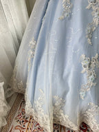 Princess Light Blue Lace Tulle Ball Gown Prom Dresses Sweet 16Th Dresses