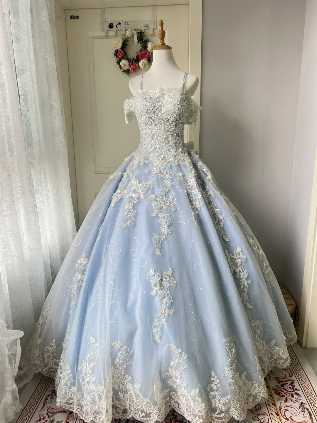 Princess Light Blue Lace Tulle Ball Gown Prom Dresses Sweet 16Th Dresses Main image