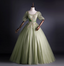 Princess Light Green Square Neck Puff Sleeve Gold Embroidery Tulle Ball Gown Prom Dresses Sweet 16 Dresses