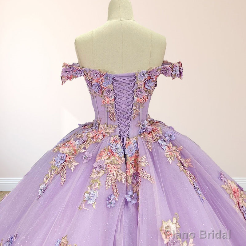 Princess Off the Shoulder Appliques Court Train Quinceanera Dresses